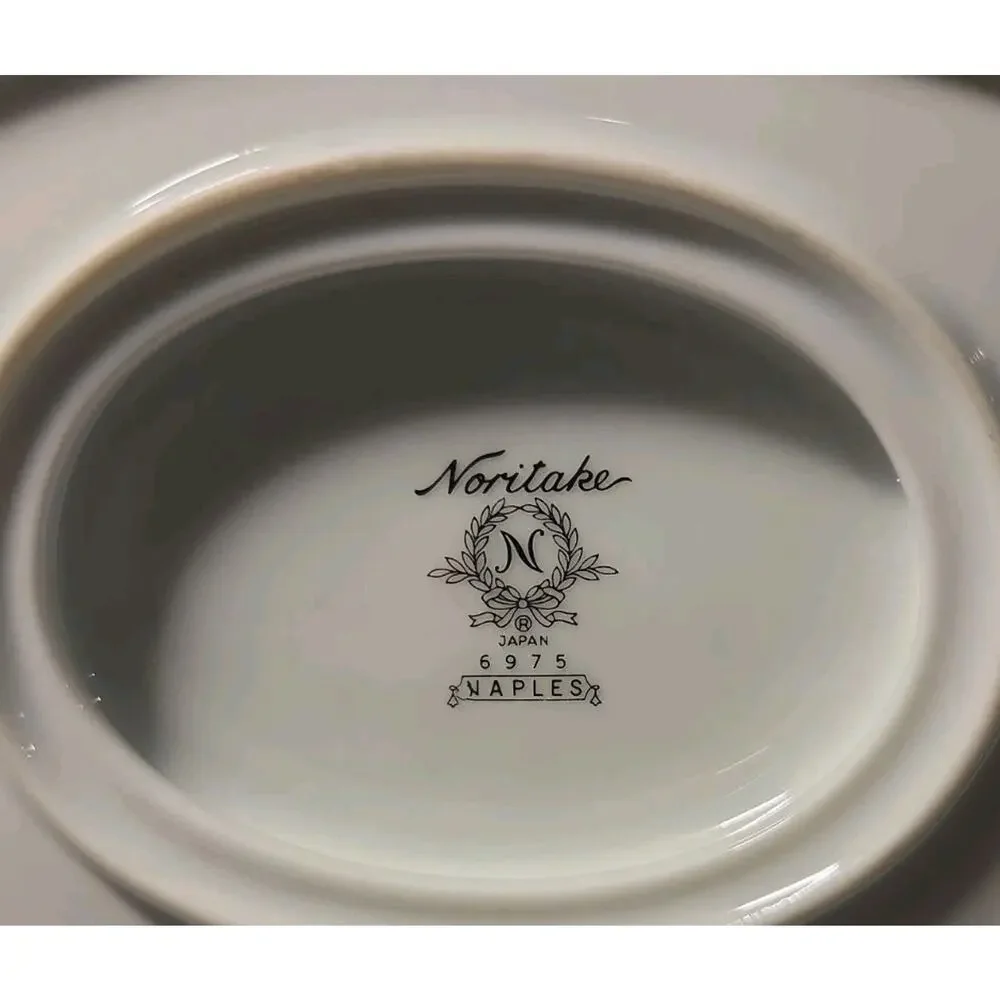 Noritake Naples 6975 Pattern Gravy Boat with Attached Underplate